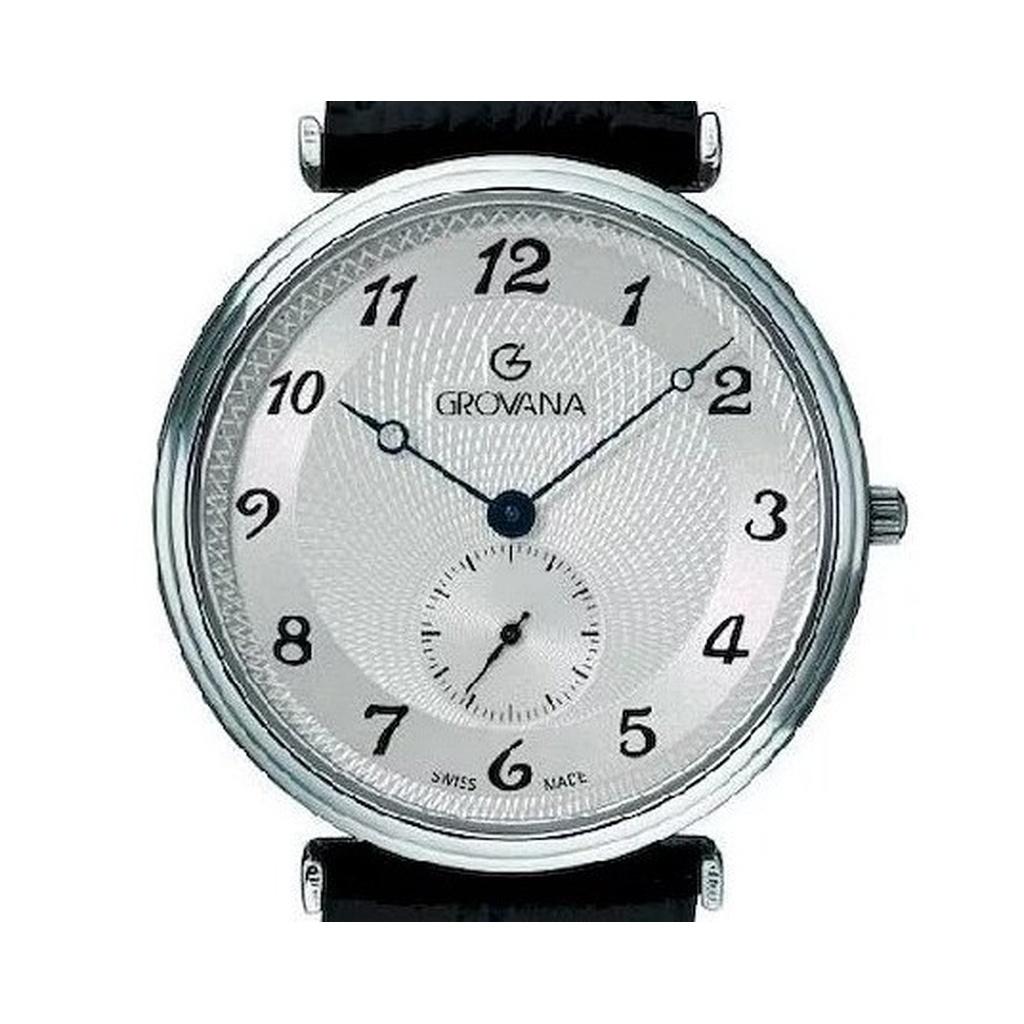 Grovana Belleville Lederarmband Silbernes Zifferblatt Quarz 1276.5532 Herrenuhr