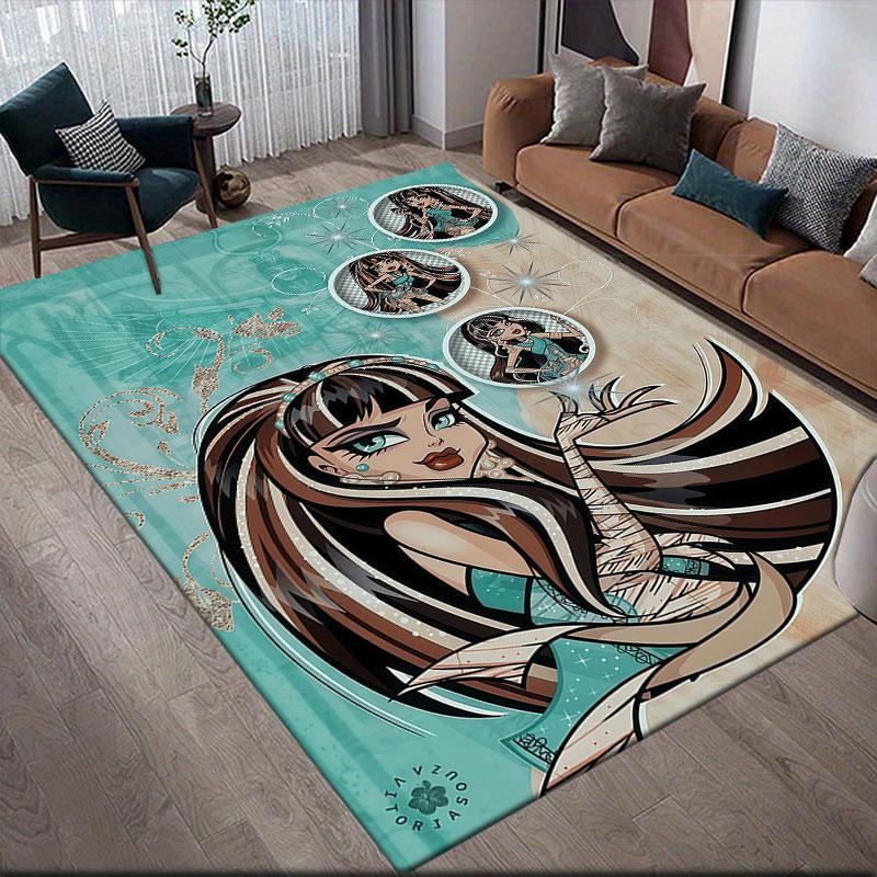 Cleo De Nile Flannel Printed Carpet, Home Sofa Decoration for Living Room & Bedroom, Non‑Slip Play Flannel Floor Mat for Game Room
