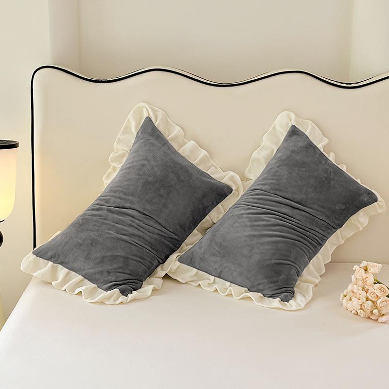 2 szt. Pojedyncza poszewka na poduszkę Miękka Ciepła Jesień/Zima Kryształowy Aksamit Flanelowa/Polarowa Poszewka na poduszkę Jednolita Kawa Camel 48*74cm Bez Wypełnienia