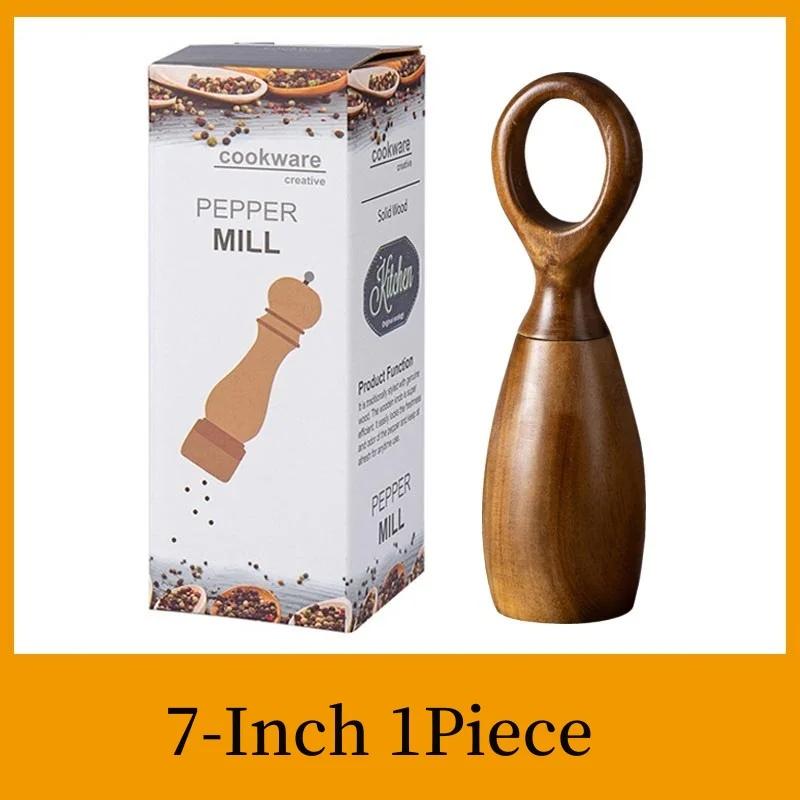 Hand Pepper Grinder  7  Wooden Pepper Mill Adjustable Coarse Pepper Mill Household Grinding Bottle Hand Crank Spice Mill