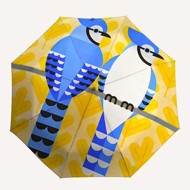 

1pc Bluebirds, Artwork Automatic Open/close Umbrella, 8-Rib sturdy structure, Portable Travel Umbrella, Parties, Everyday Useb025