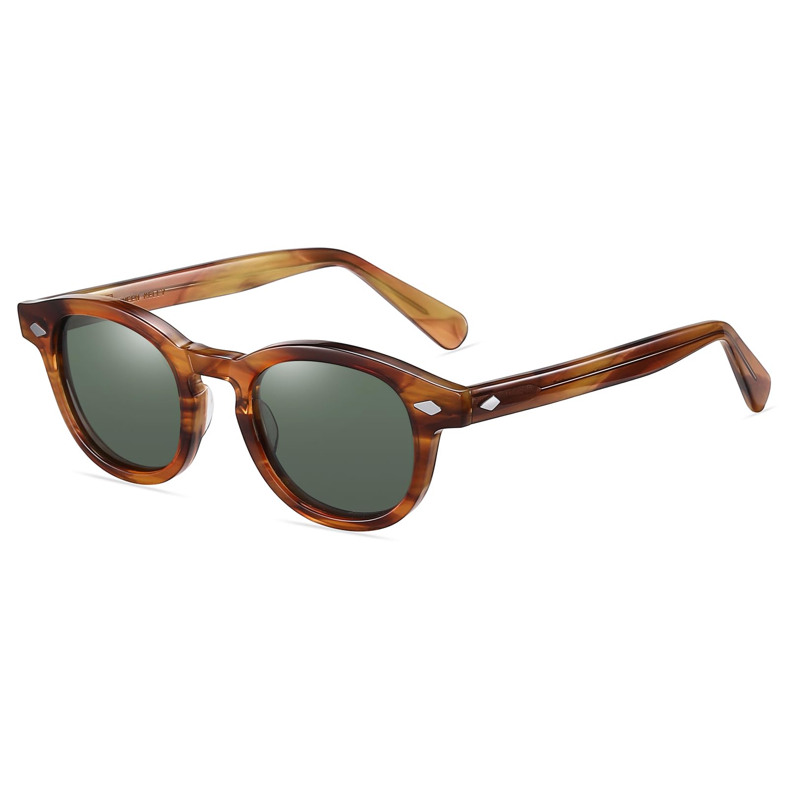 

Exclusive Handmade Acetate Retro Oval Sunglasses for Men and Pirate Captain Johnny Depp Polarized Lenses [SHEEN KELLY] [Amazon Brand] Women, Style,