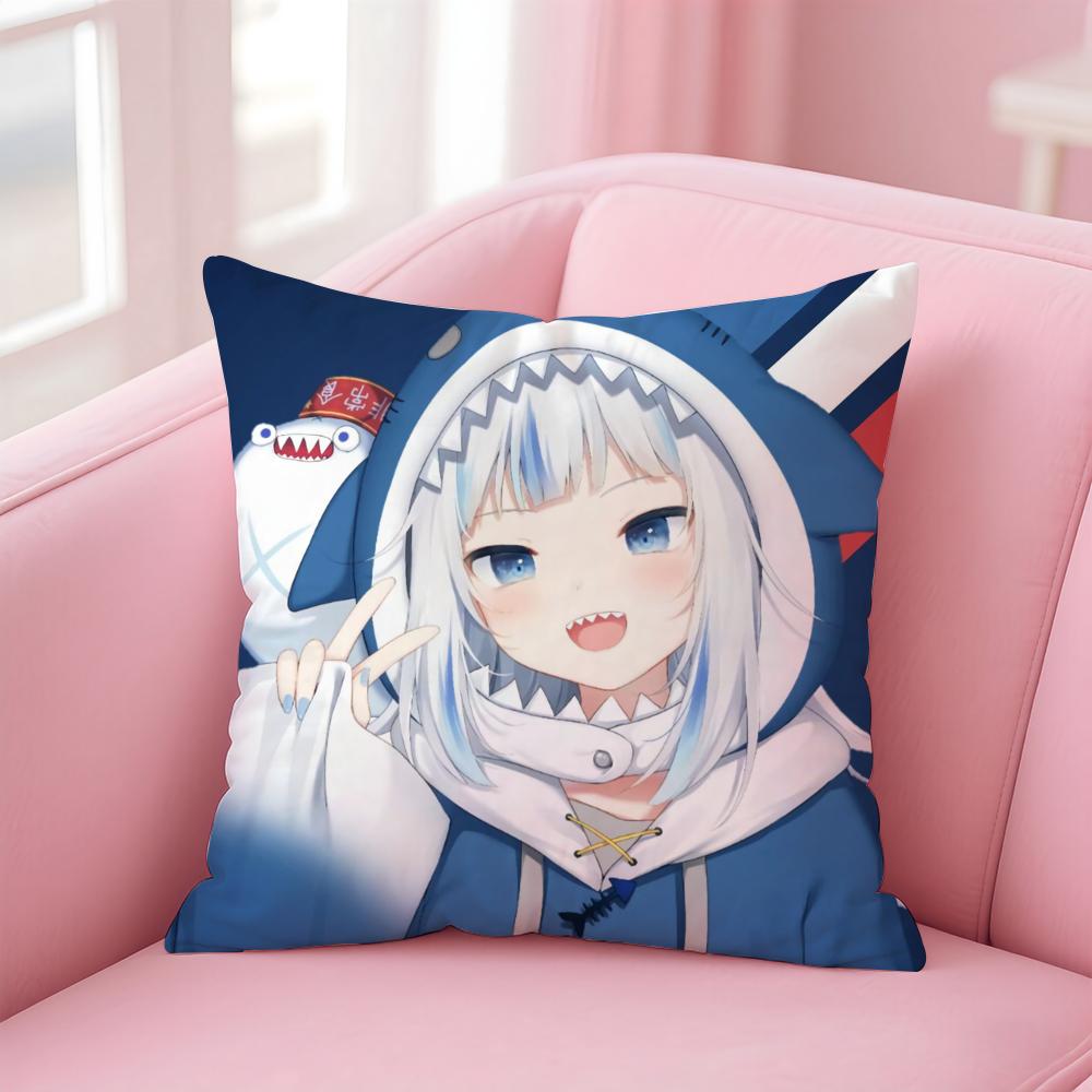 Hololive EN Gawr GuraG Cushion Cover Pillow Case Soft Skin Friendly Fabric  Concealed Zipper