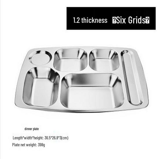 

304 Stainless Steel Divided Fast Food Plate with 5 or 6 Compartments