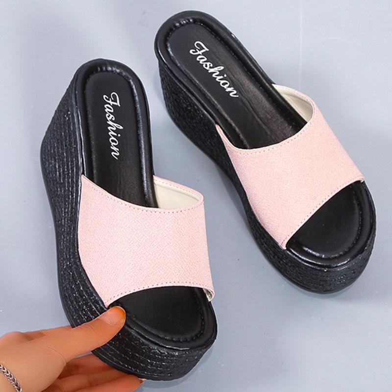 Lucyever Plateau-Keilsandaletten Damen Hausschuhe Sommer 2024 Offene Zehen Hohe Sandalen Frau Lässig Übergröße Outdoor Strandschuhe 43