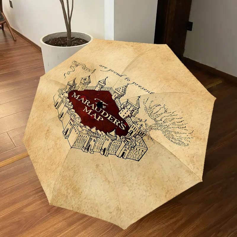1PC Warner Marauder's Map Hogwarts Umbrella-8-Rib Reinforced, Automatic Open, Lightweight-A115