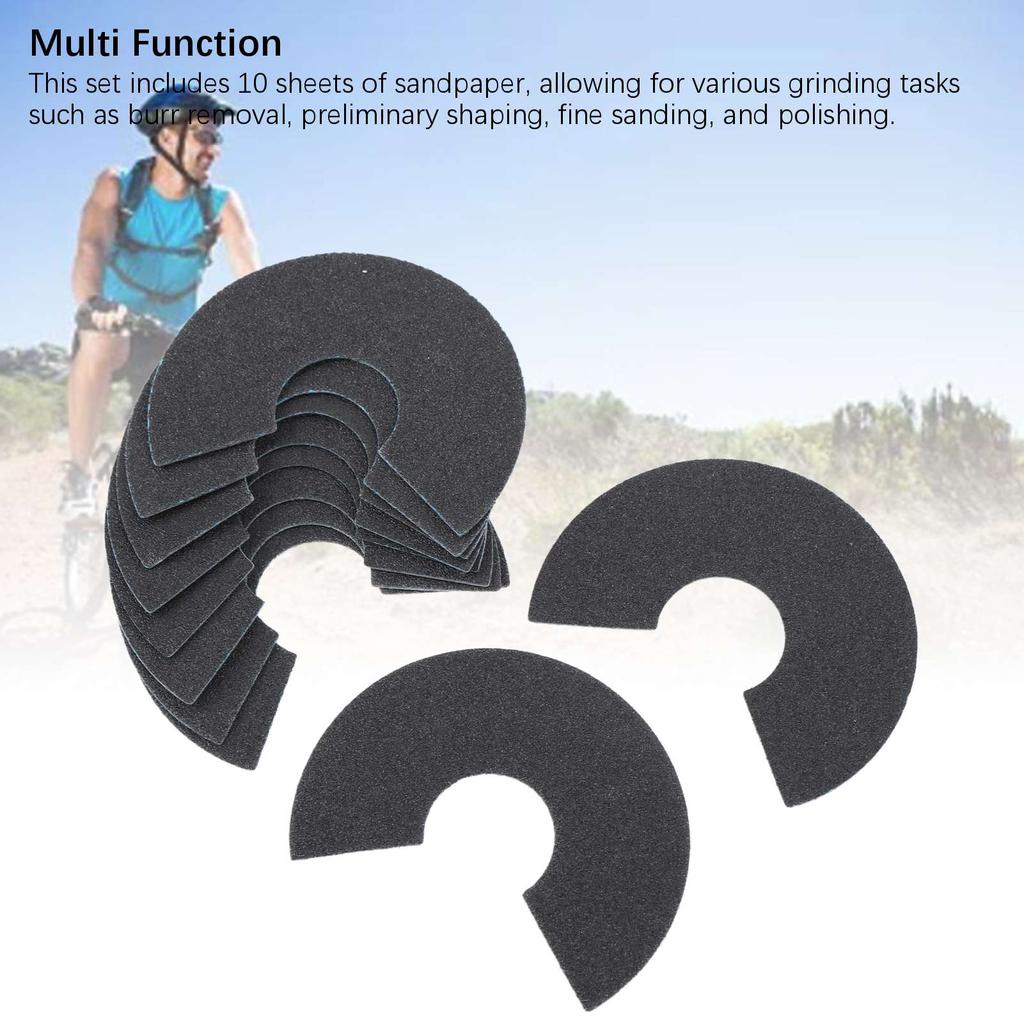 10pcs Bike Front Fork Tube Grinding Tools Less Dust Deburring Sandpaper for Metal Carbon Fiber Round