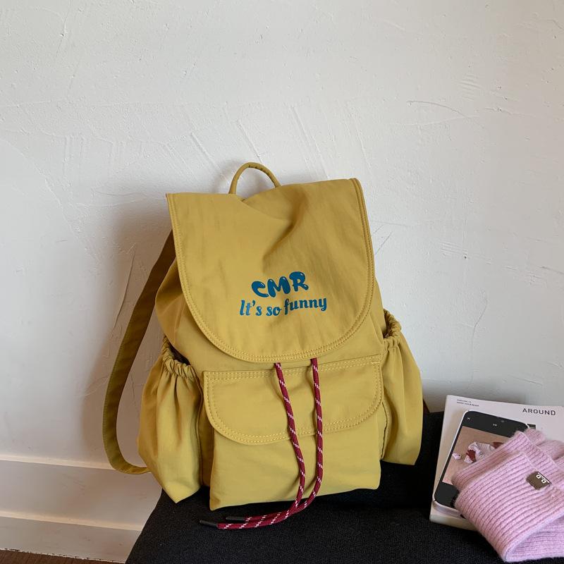 Schoolbag Korean Ins Color Drawstring Large Capacity Backpack Women's Fashion College Wind Backpack Outdoor Leisure Travel Bag