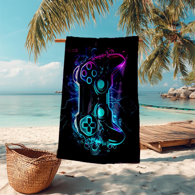 Ultra-Soft Beach Towel with Game Controller Theme,Ideal for Pool - Camping, Diving - Perfect Travel Essential, Vibrant Beach Towel.