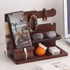 Wooden Bedside Wood Phone Docking Station Holder Wallet Stand Multifunctional Watch Storage Rack Home Desktop Decoration