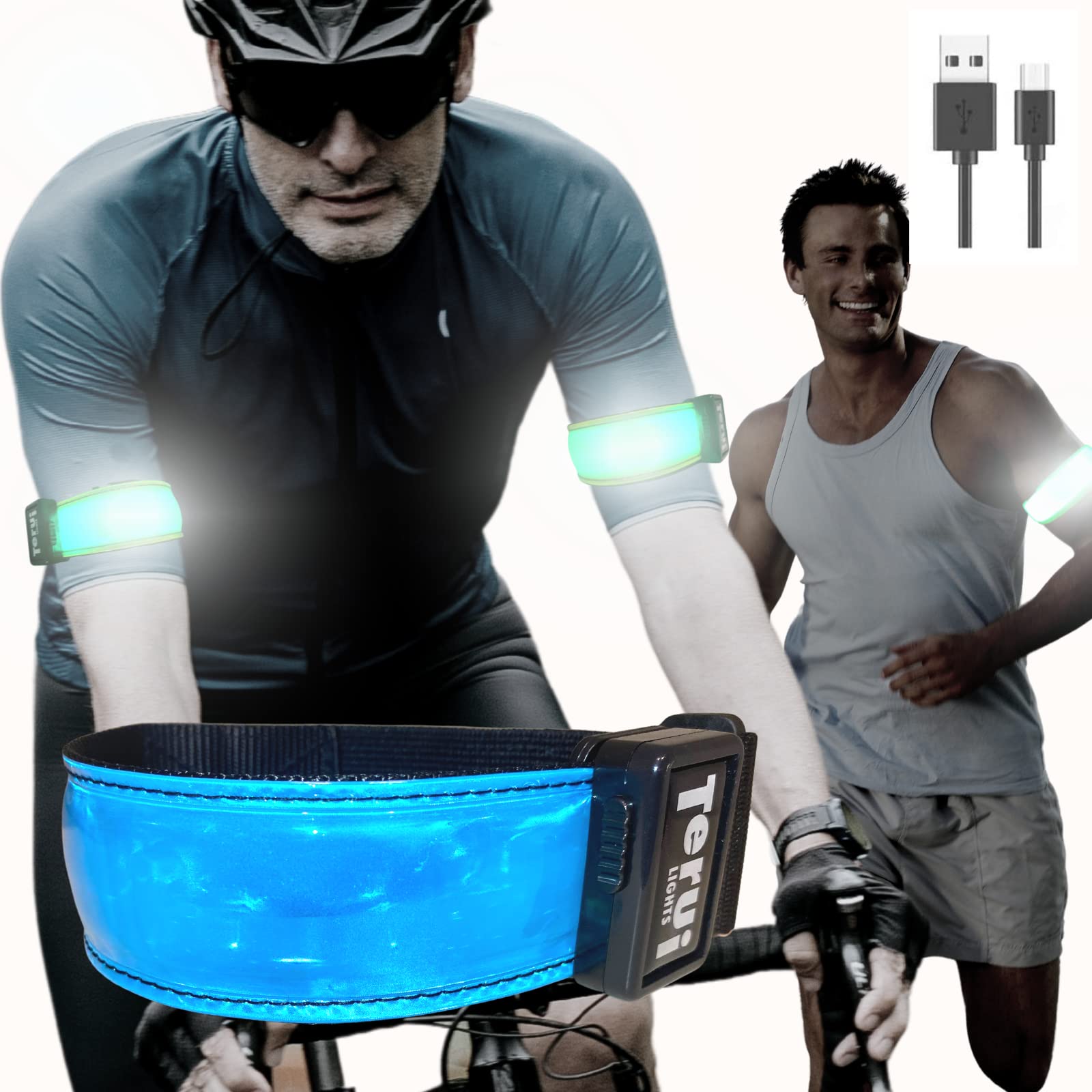 

Светоотражающая лента TERUI Lights, большая, для бега, перезаряжаемая, светоотражающий фонарь для ходьбы, свет, (Синий, Большой) синий