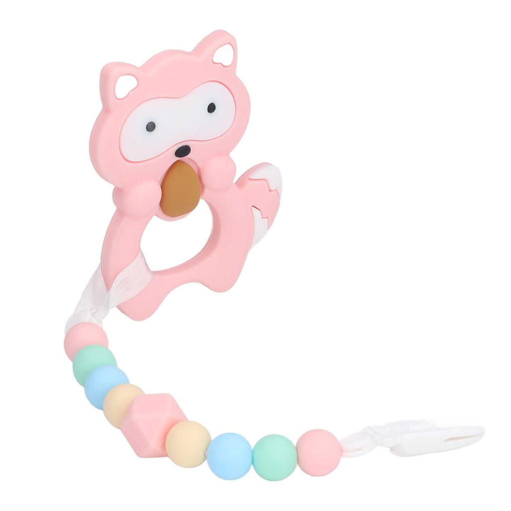 Baby Cartoon Teething Toy Food Grade Silicone Infant Chew Toy Shape and Chain Design