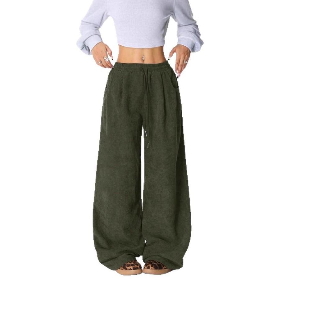 New Women's Lazy Style High Waist Casual Pants, Draped Drawstring Wide Leg Trousers with Flowy Fit for Everyday Comfort