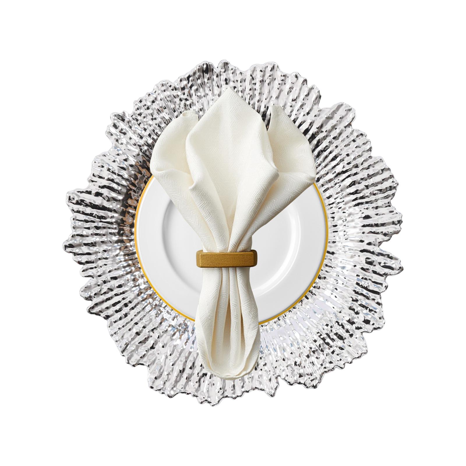 

24 Pack Charger Plates, 13 Round Plastic Reef Plate Chargers with Flora Reef Design for Wedding Dinner Party Decoration