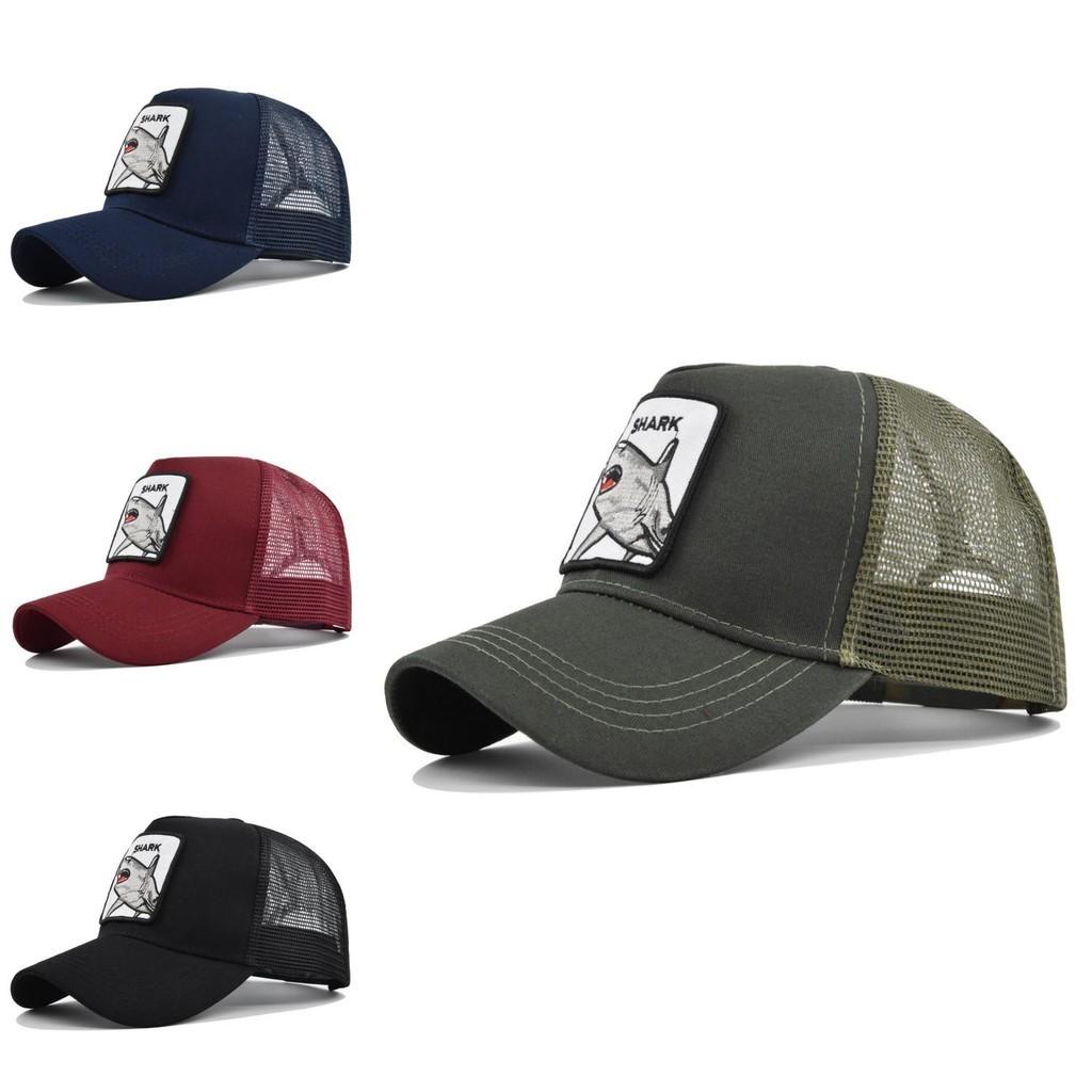 Cute Shark Embroidered Baseball Cap Adjustable Cotton Casual Cartoon Pattern Hat