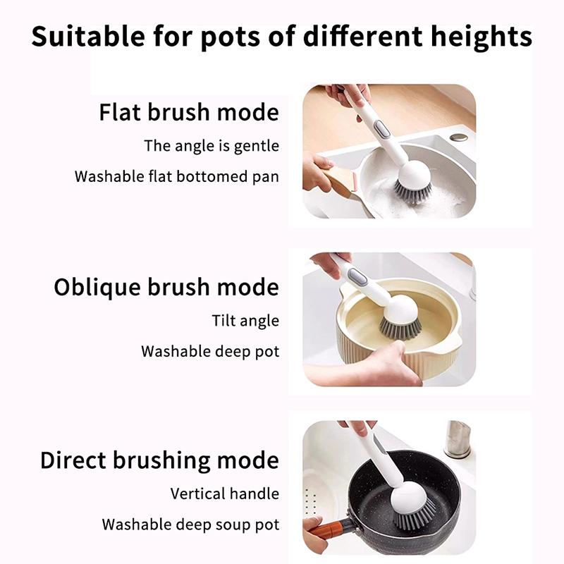 Soap Dispensing Dish Brush Long Handle Adjustable Heavy Duty Scrubber for Kitchen Pot Pan Dishwashing Use