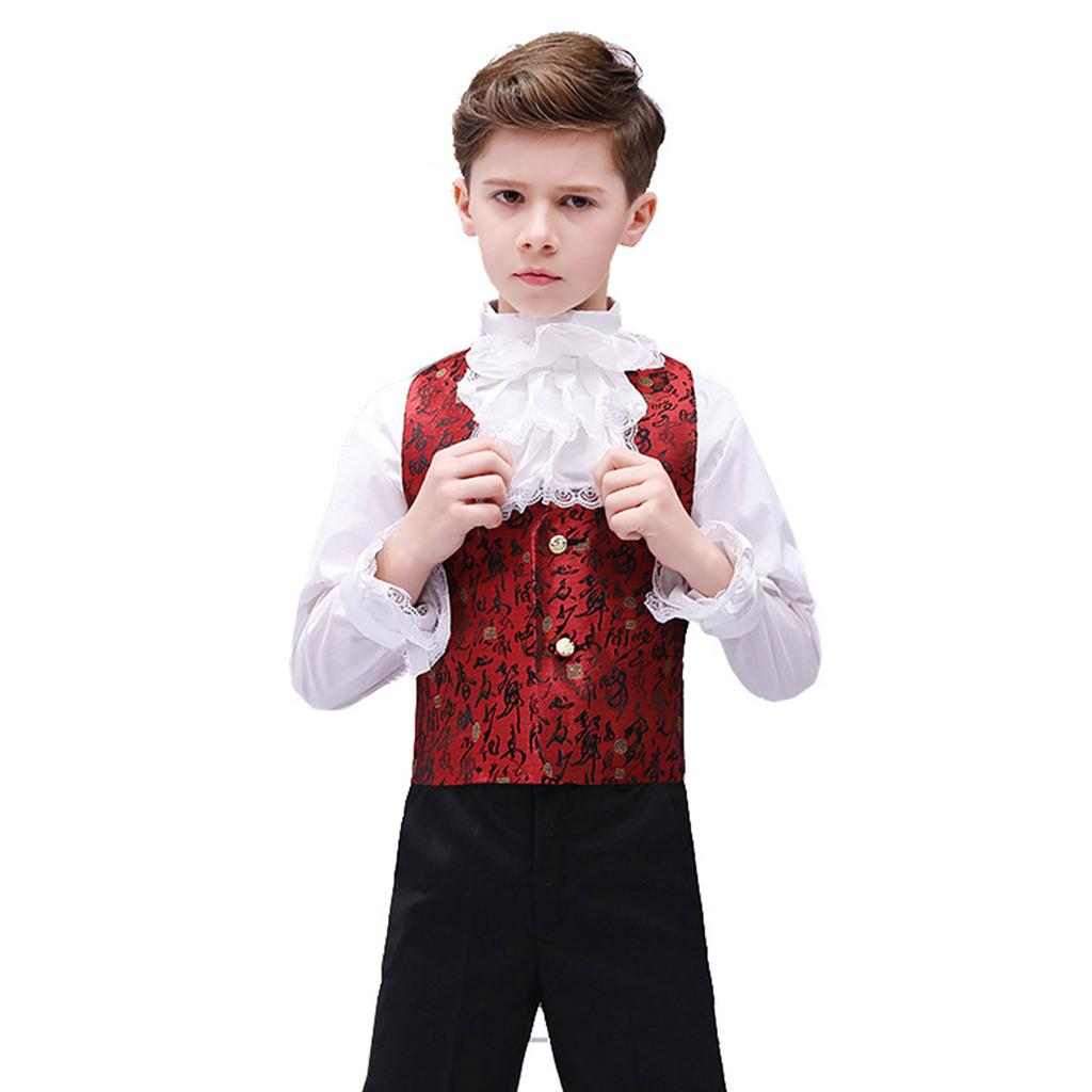 Set Jabot Coloniale Pizzo Arricciato Raso Cravatta Colletto con Polsini Set Accessorio Costume per Uomini Donne Bambini