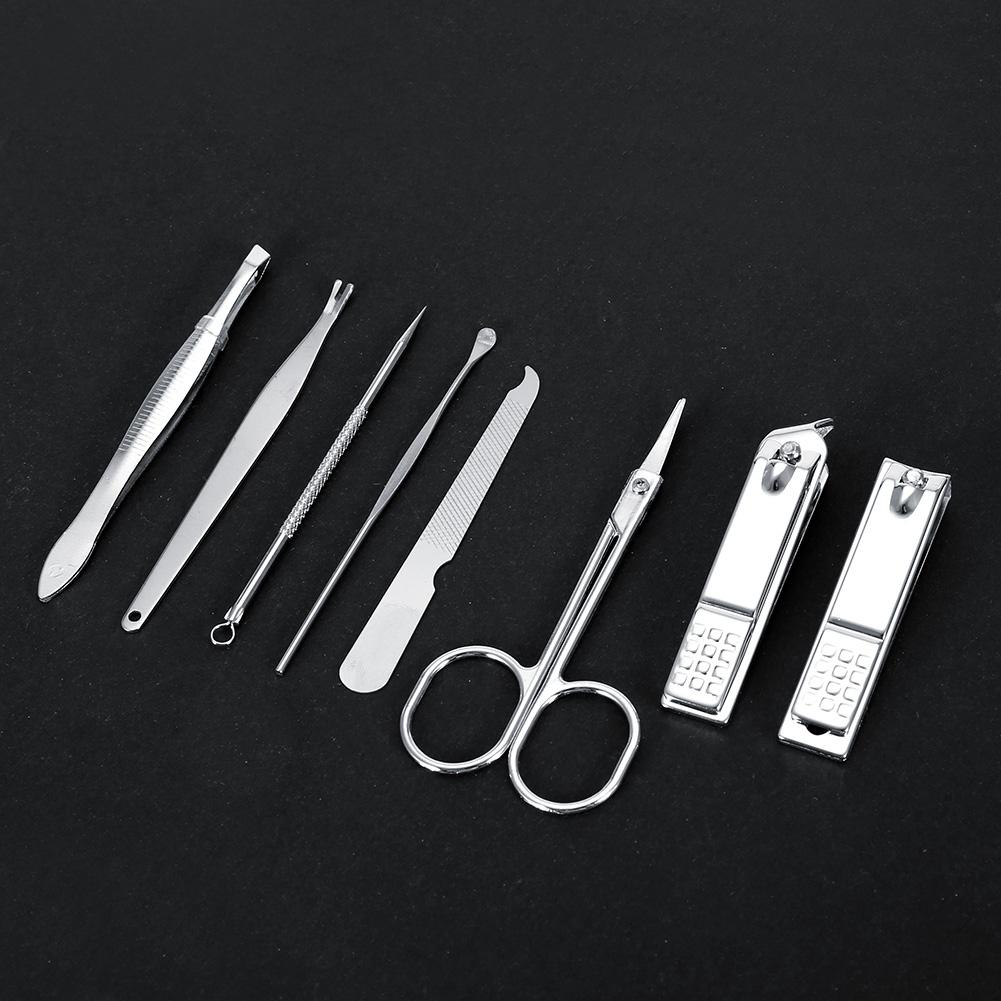 8 Pcs Stainless Steel Nail Scissors Cutter Clippers Set Fingernail Toenail (Black)