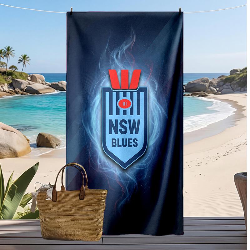 NSW Blues Print Beach Towel Soft Portable Quick?dry Towel For Pool Summer Vacation Outdoor Sport