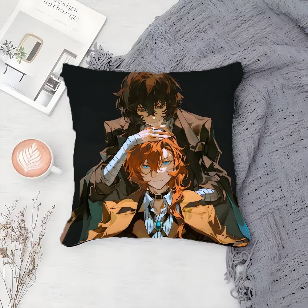 Cartoon B-Bungo Stray Dogs-MT Pillow Case Printing Pillowcase Living Room Sofa Cushion Cover Bedroom Room Decor