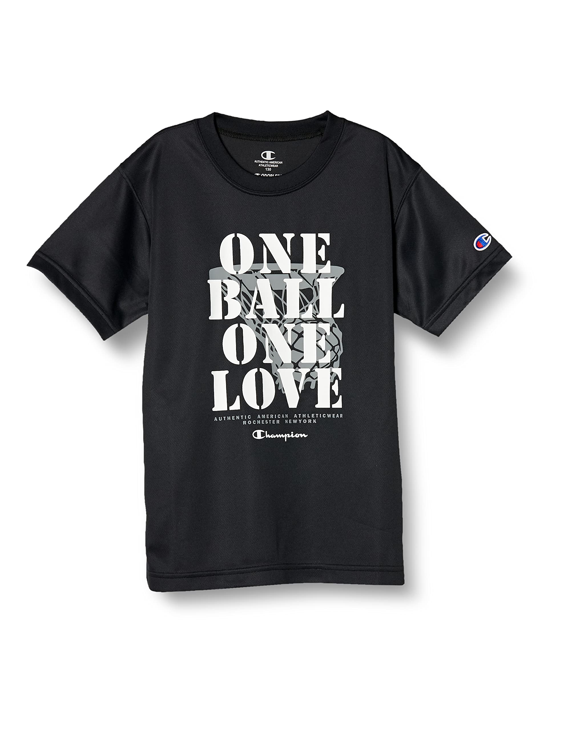 

Champion Basketball Short Round Odor Quick Graphic Logo Kids T-Shirt, Sleeve, Neck, Antibacterial, Resistant, Drying, Print, CK-XB314-090-130 чёрный