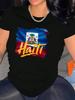 Haiti Flag Brushstroke Design T-shirt