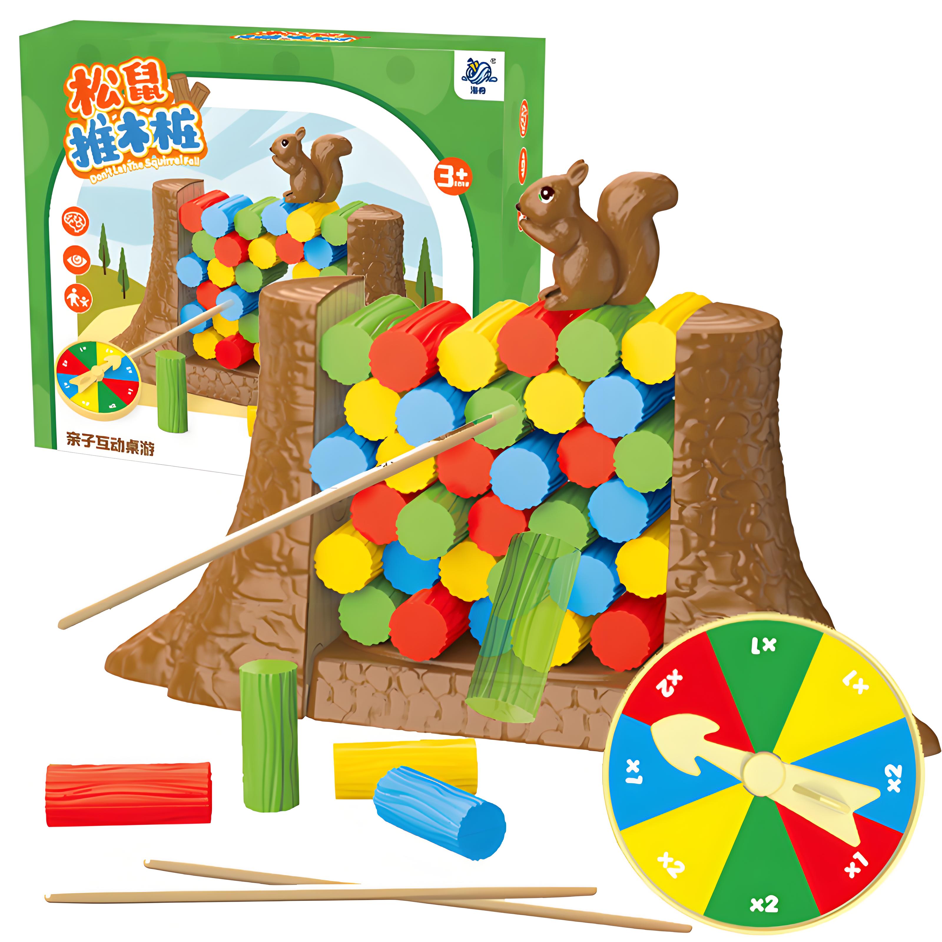 

Squirrel Balancing Stacking Game, Wooden Family Tabletop Toy with Interactive Push & Balance Challenge for Kids & Parents разноцветный
