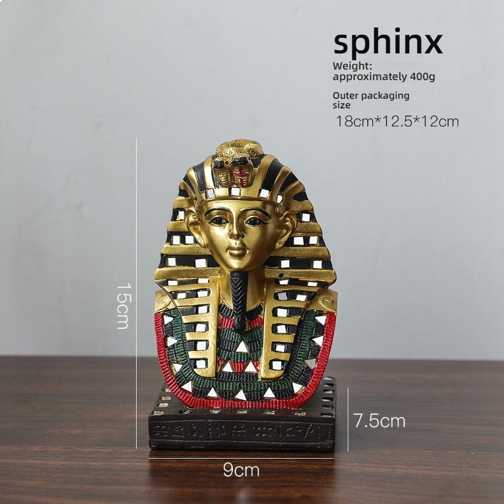 Egyptian Sphinx Resin Statue - Pharaoh Lion Body Human Face Sculpture, Hand-Painted Pyramid Guardian Isis Goddess Inspired Craft