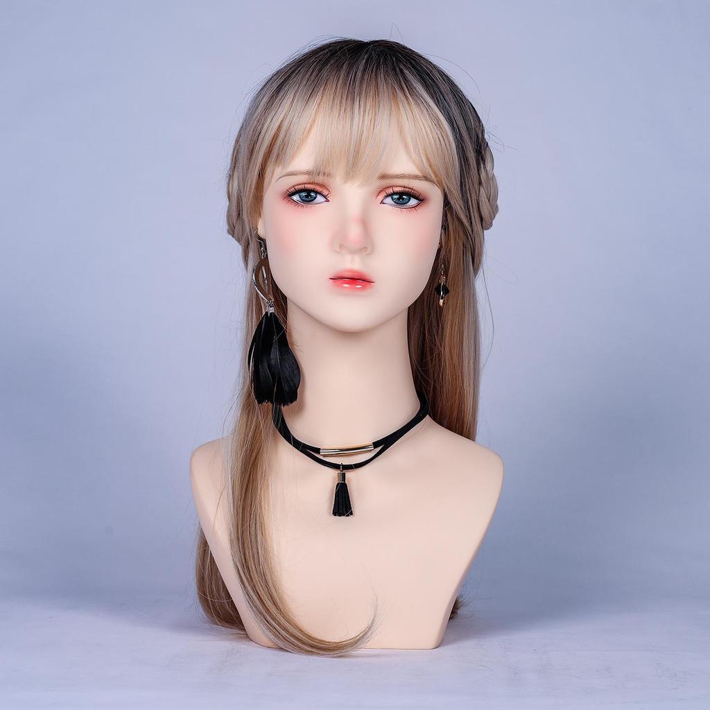 Anime Cosplay Wig Mannequin Head for Jewelry, Earrings, Hats, and Hair Styling Display