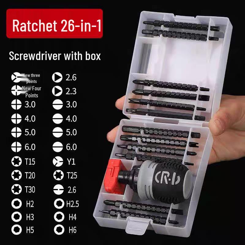 Kompaktowy zestaw śrubokrętów dwustronnych o wielu kształtach: Typ Y, U, Trójkątny, Krzyżowy (Phillips), Płaski, Nasadowy T20