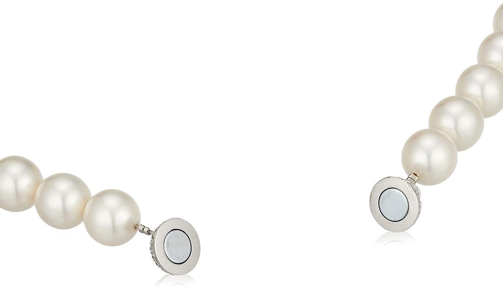 Colar de Pérolas Shell miwaki Fecho Magnético de Pérolas Caixa de Joias Feito no Japão Branco Prateado n3647 10mm 42cm Feminino