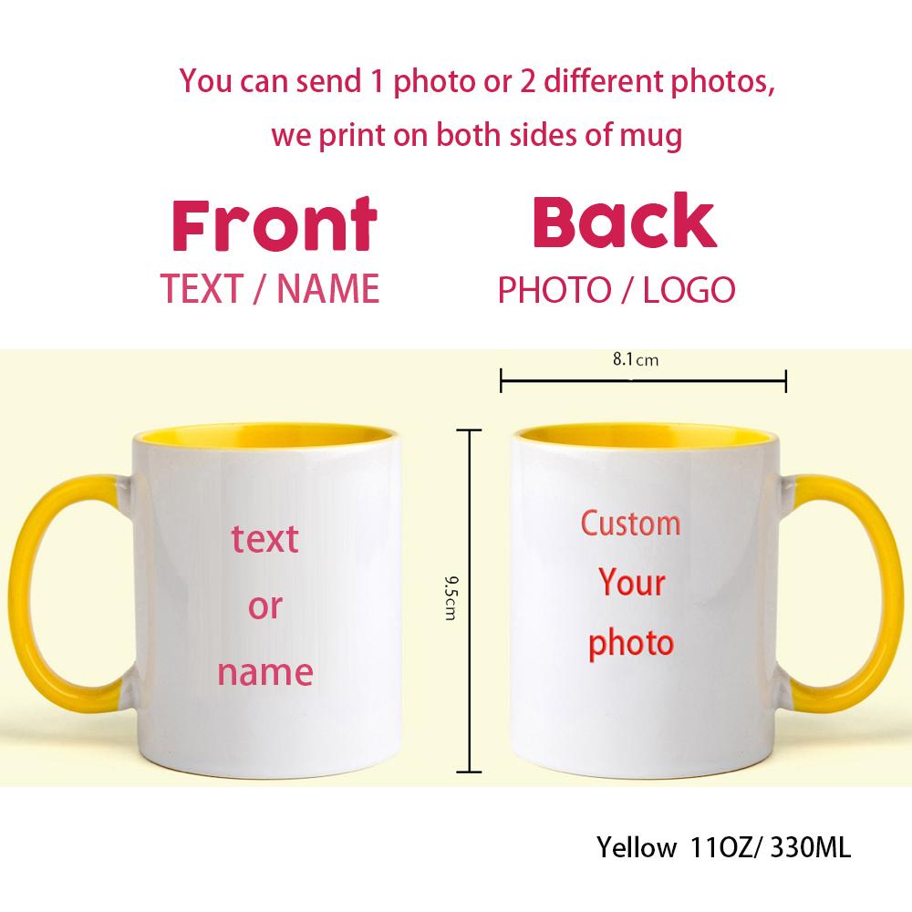 Personalised Your Photo Mug, Custom NAME IMAGE TEXT Cup,Customize Coffee Mugs, Tea Cups, Mothers Day, Wedding Gift 9 COLOURS
