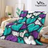 Teal Purple Heart Pop Art Flannel Blanket Warm Soft Halloween Christmas Decorative Couch Warm Cozy All-Season Gift