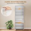Armadio da Cucina Alto 180 cm, Dispensa con Ante a Chiusura Morbida e Ripiani Regolabili, Bianco Lucido