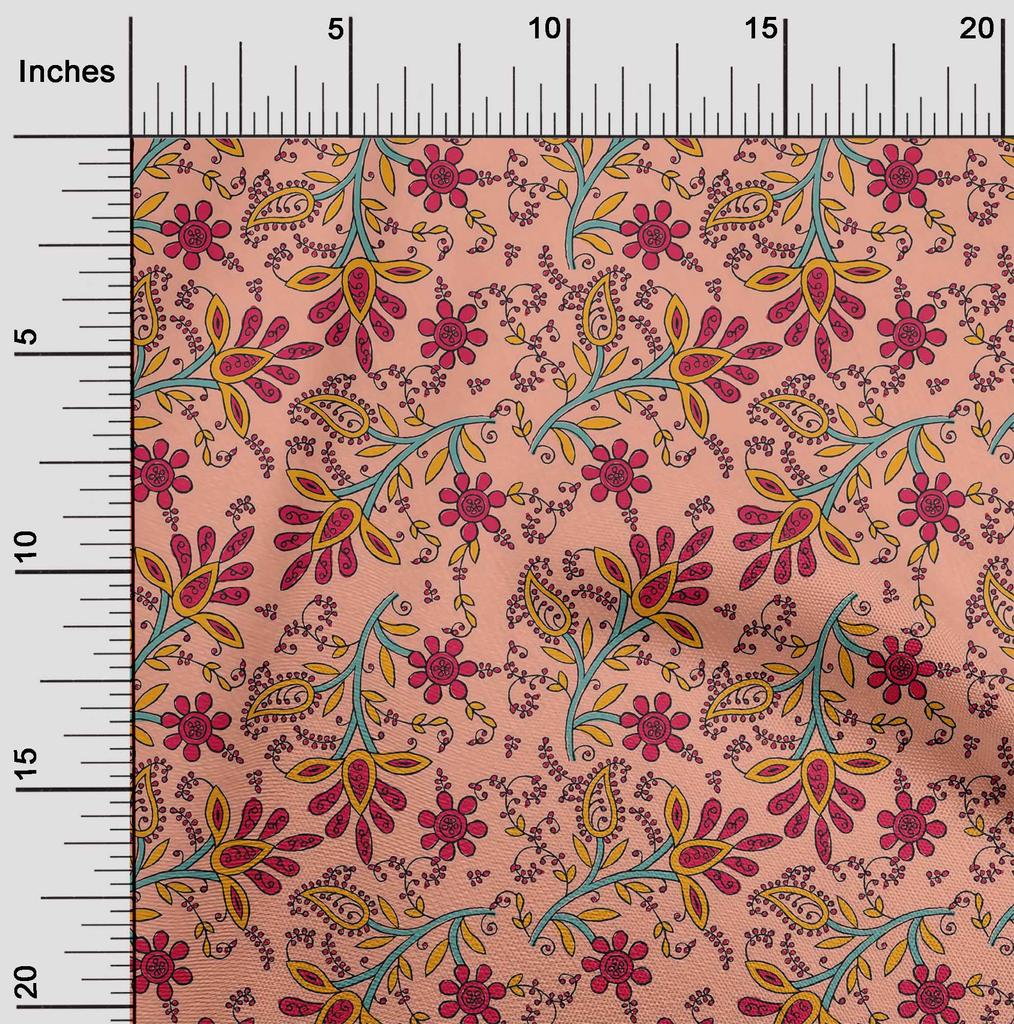 oneOone Bavlna Flex Fabric Listy & Floral Block Print Fabric By Yard 40 Inch