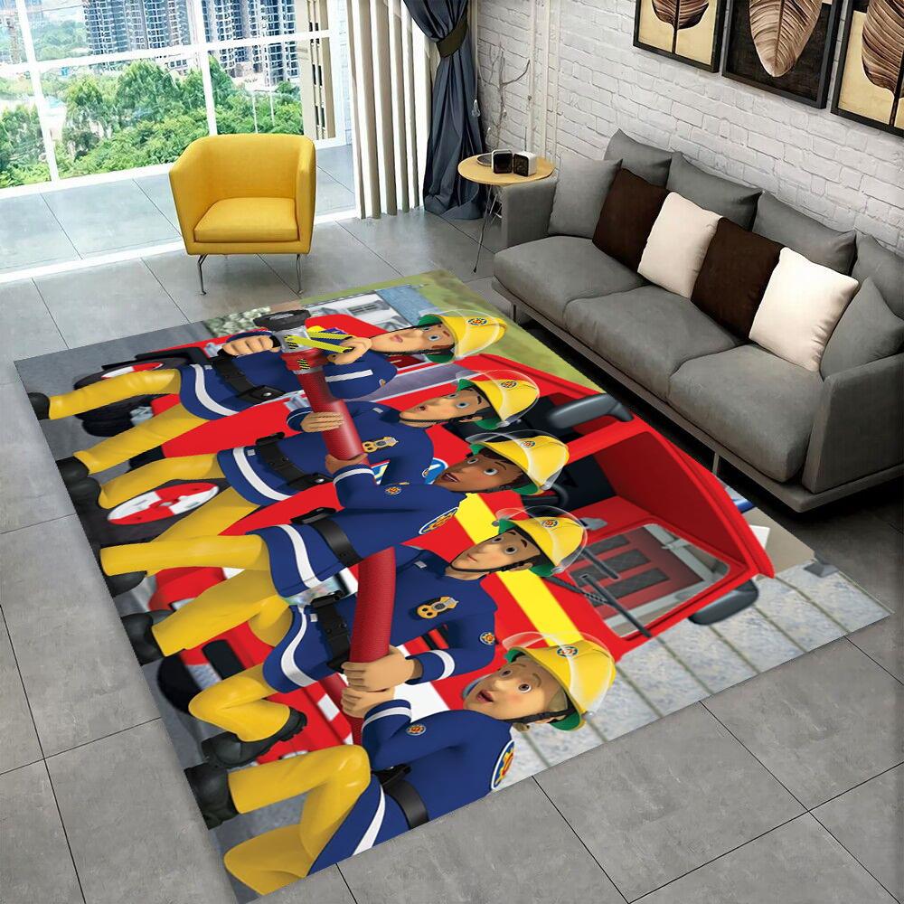 3D Classic Fireman Sam Child Cartoon Carpet Rug for Living Room Bedroom Home Sofa Decoration,Kids Play Non-slip Floor Mat Gift