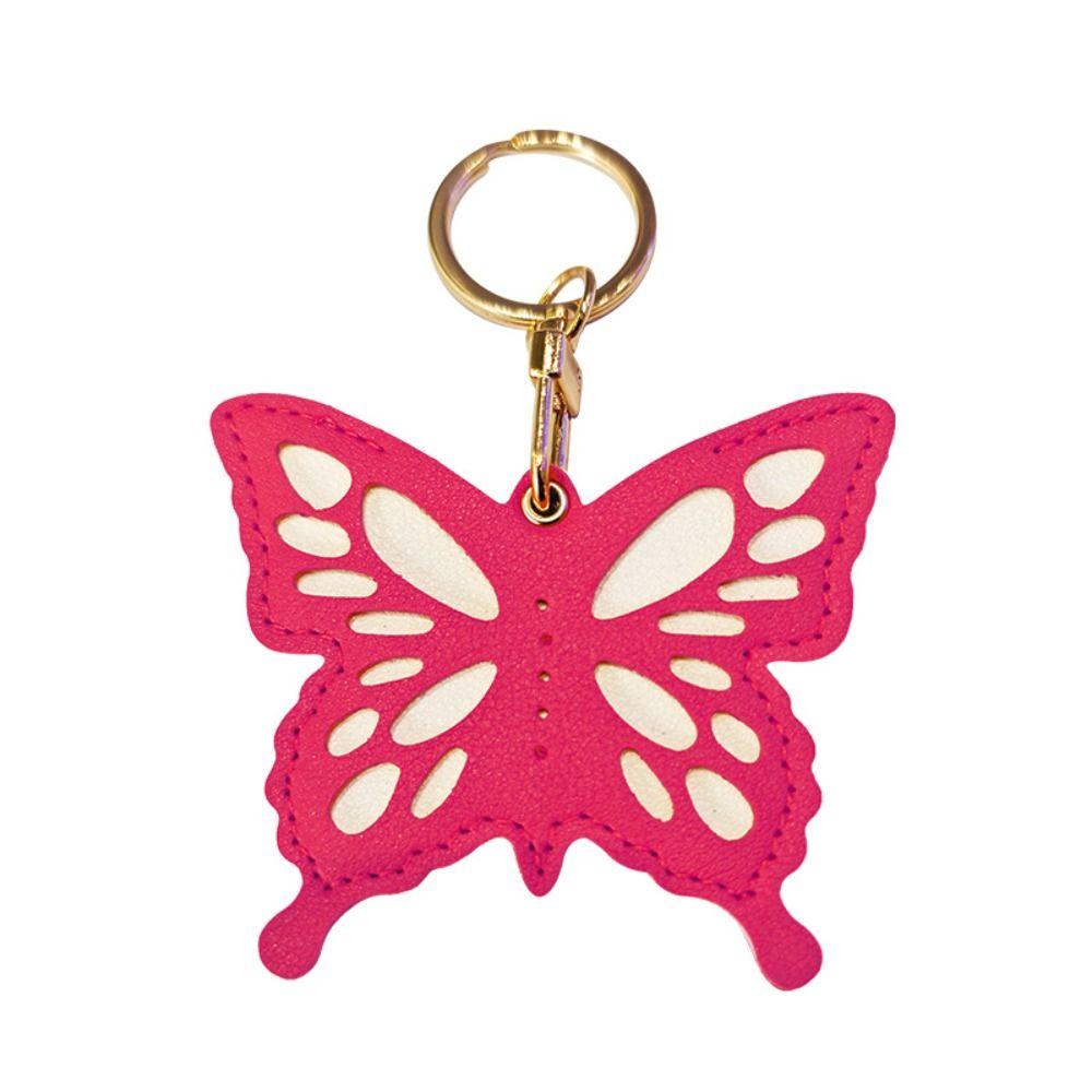 Flower Butterfly Leather Pendant Animal Creative Butterfly Keychain Leather Keychain  Outdoor