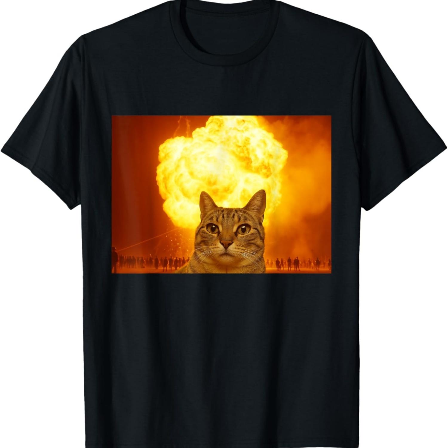 Cat Explosion Meme Humor Design Men Women T-Shirt S