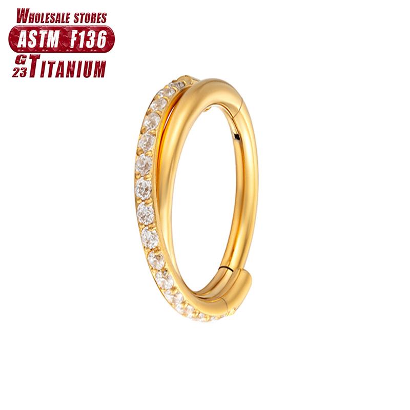 F136 Titanium Piercing Double Layered Triple Stack Hinged 16g Zircon Nose Ring Helix Cartilage CZ Small Cartilage Septum Clicker