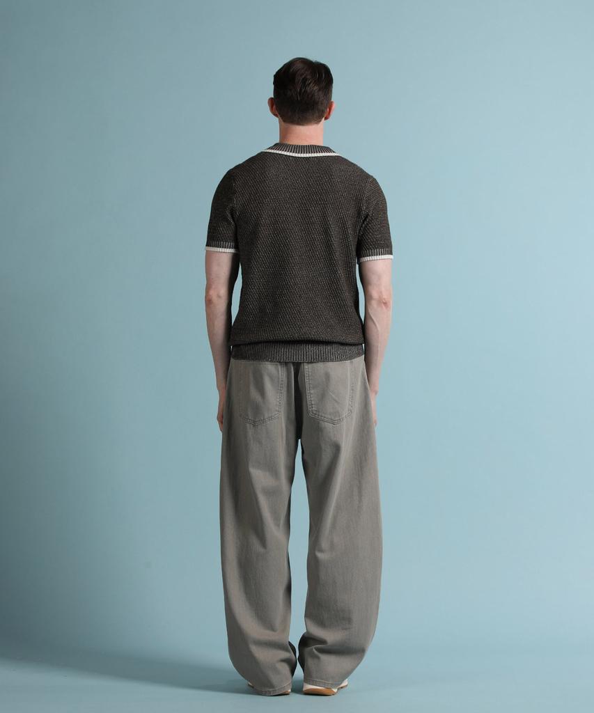PANICALE Brown Melange Johnny Collar Polo Knit