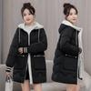 Large size cotton clothes women's winter hooded jacket loose medium and long thickened cotton clothes