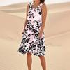 Print Dresses For Women Loose Beach Vacation Casual Sleeveless Sundresses With Pockets Tank Dress