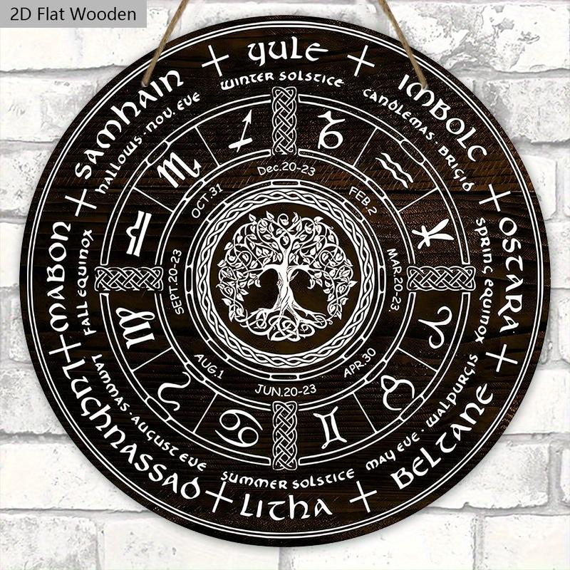 Baum des Lebens Rad des Jahres Holzschild, Sabbate Heiden Hexenschild, Wicca Feiertage Wicca Kalender Yule Altar Himmelszeichen, Halloween, Weihnachtsdeko