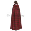 Red Tartan Checks Plaid Long Hooded Cloak Unisex Witch Party Reversible Hooded Women Vampires Cape