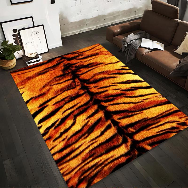 

Tiger Stripe Pattern Rug for Living Room Decor, Warm Orange and Black Style Suitable for use as an anti-slip for living room bedroom sofas 40x60cm( 15x23in )