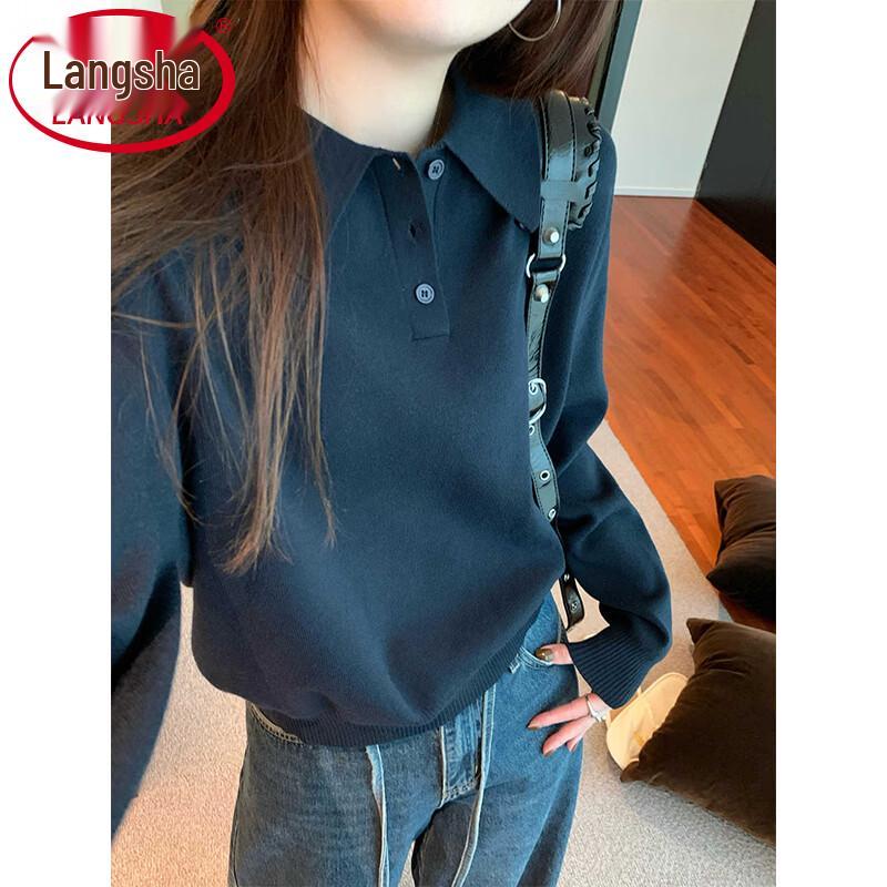 Langsha Women's Polo Neck Knit Sweater