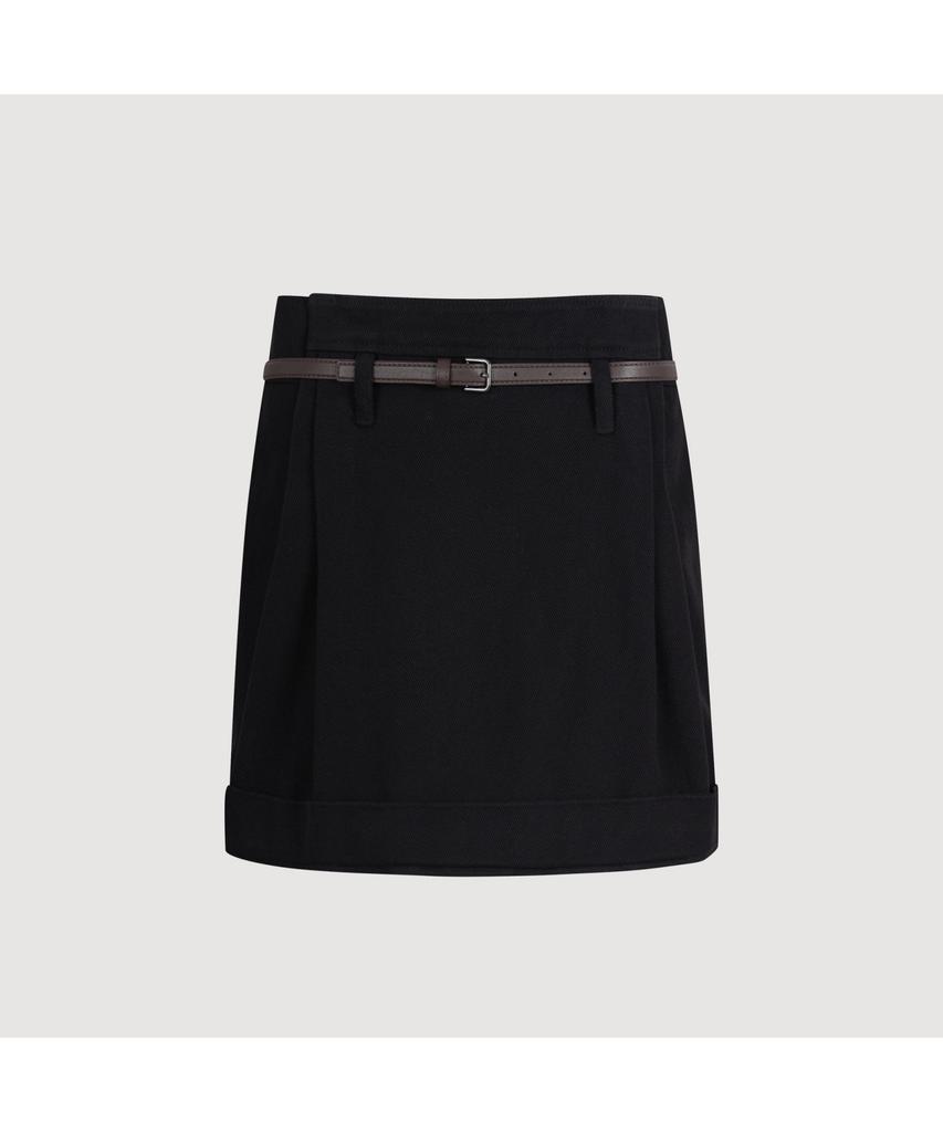 LUCKY CHOUETTE Coloring Point Mini Skirt (Optional Belt) (Dark Black)_Lfkas25220Bkd