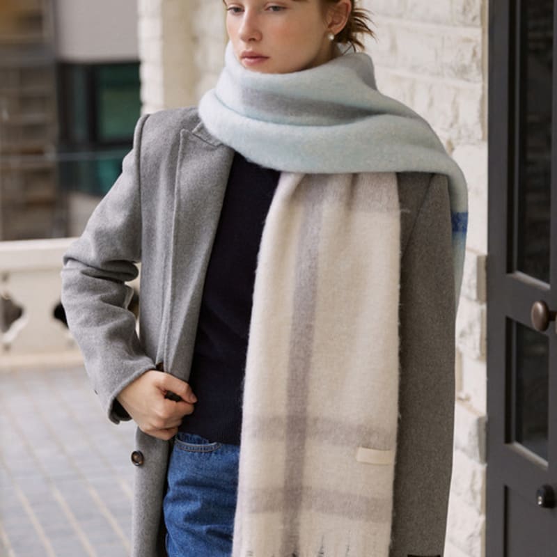 ADAUL Bos big check soft long wide muffler - 2color