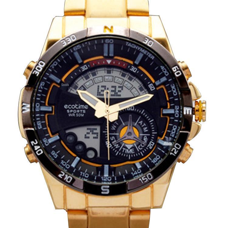 AMST Aimeishi Dual Display Waterproof Quartz Men's Watch - Gold