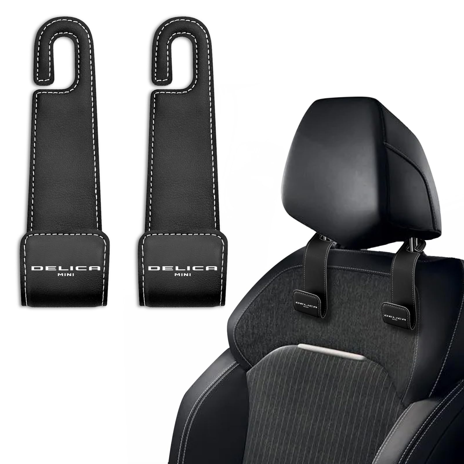 

XYHGM Совместимые крючки на подголовник Mitsubishi Delica Mini B3 серии с весом 30 кг DELICA MINI из ПУ кожи, скрытое сиденье, передняя часть автомобиля и интерьер автомобиля чёрный